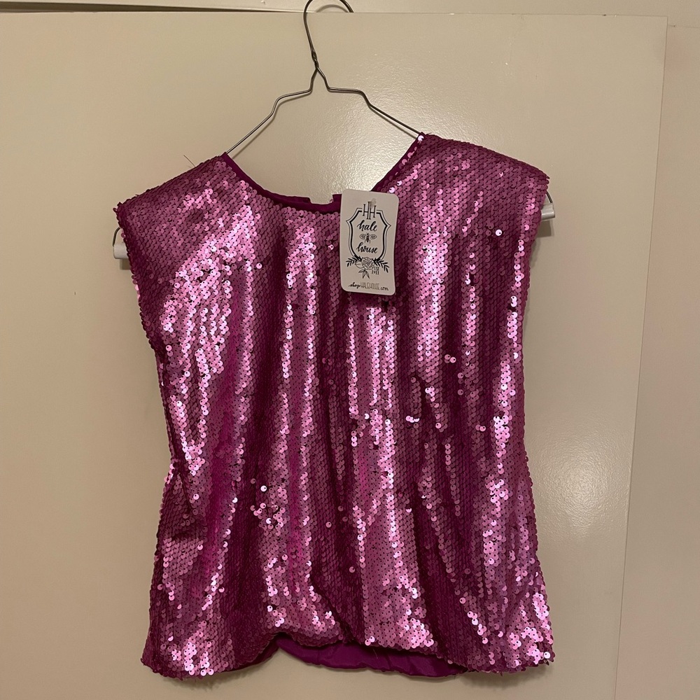 TCEC pink sequined top size small
